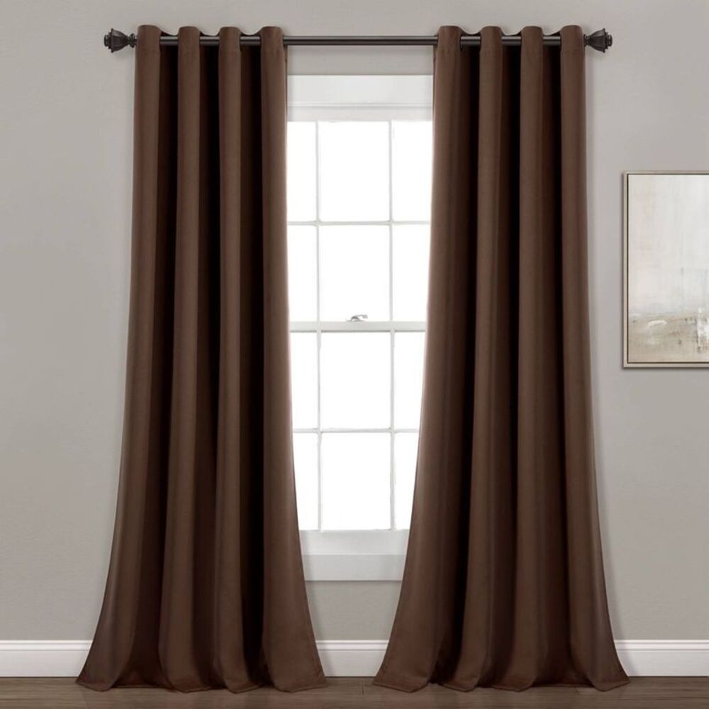 Lush Decor - Set of 2 (84"x52") Insulated Grommet Blackout Wind Brown